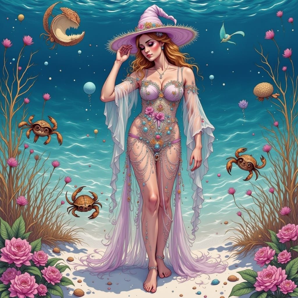 Sea Witch with Sparkly Sea Creatures