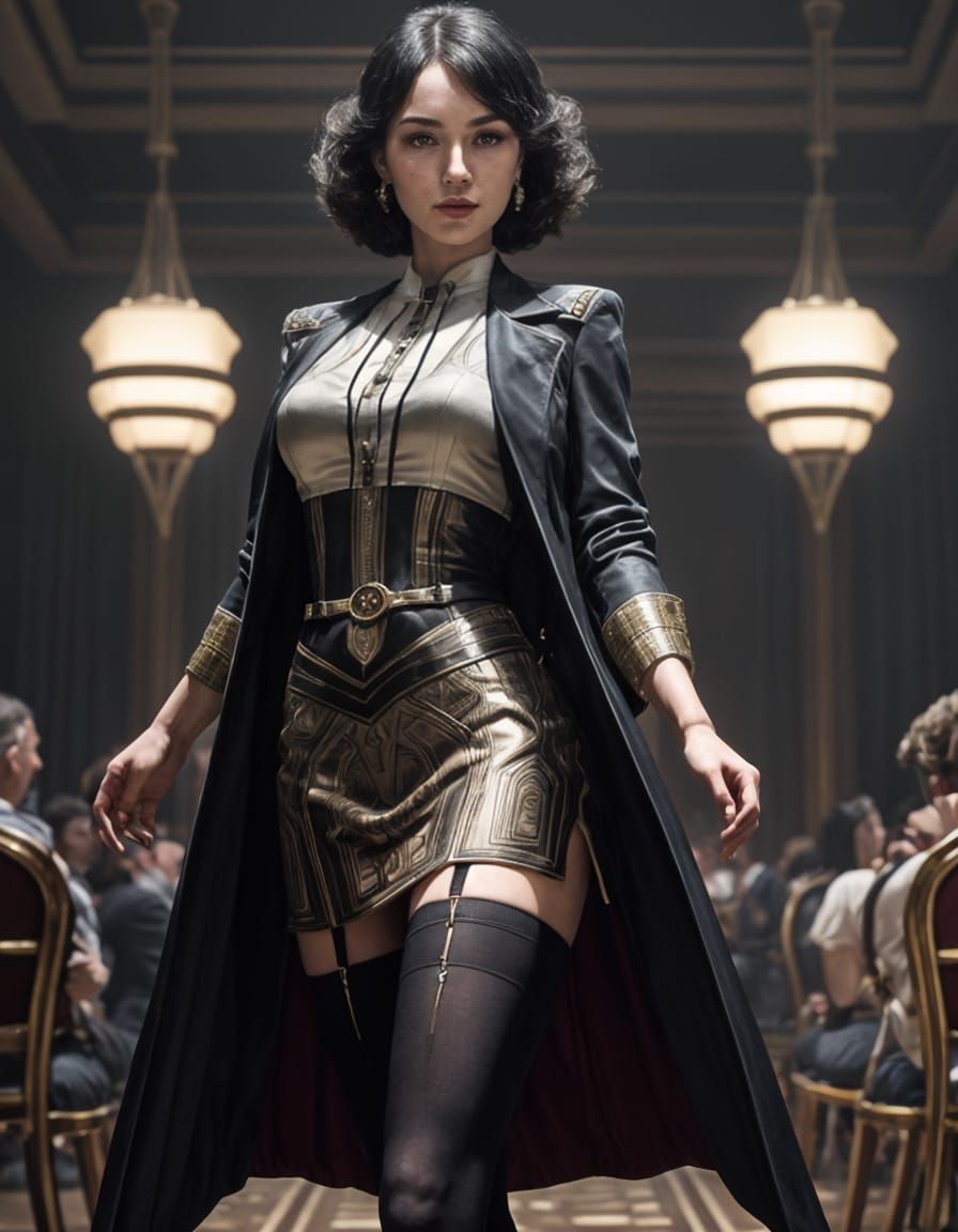 Art Deco Woman in Ballroom Action Painting