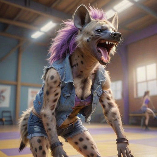 Sensational Feline Wrestler in Photorealistic Gym Scene