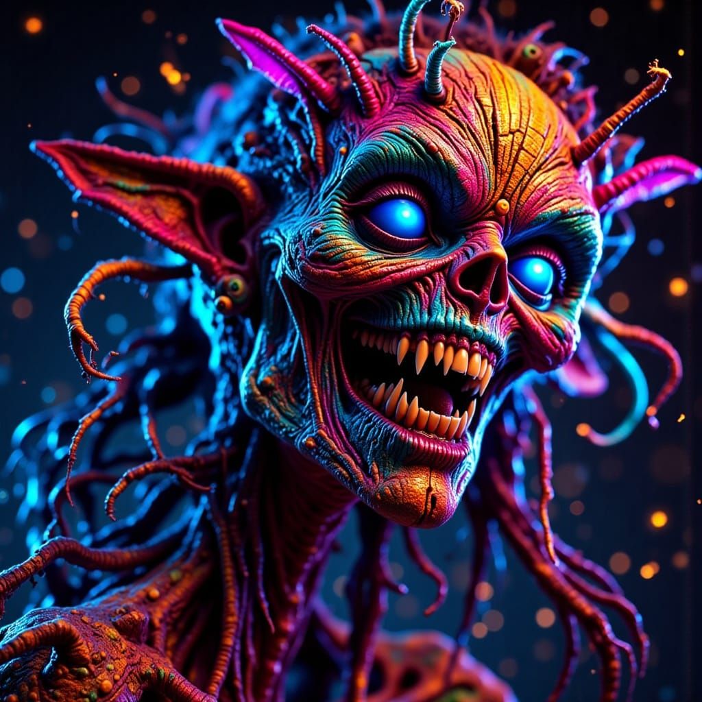 Horrific Alien Reaching for Astronaut in Dark Fantasy