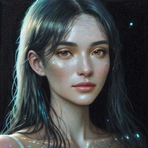 Neo-Impressionist Portrait with Luminous Detail