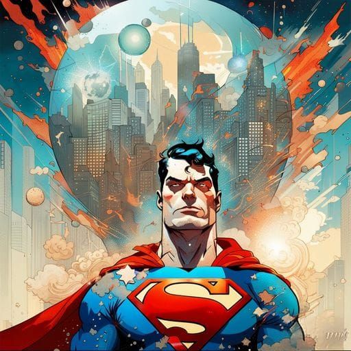 Stylized Superman Portrait in Graphic Style