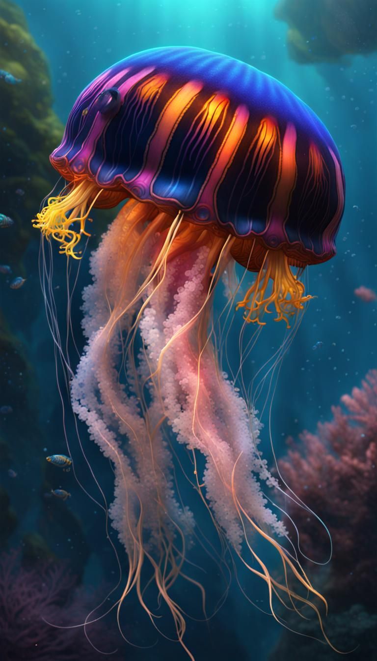 Enchanting Butterfly Jellyfish in a Colorful Ocean