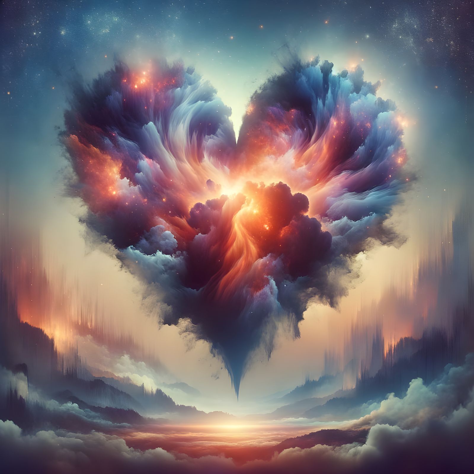 Heart Silhouette Double Exposure Digital Art