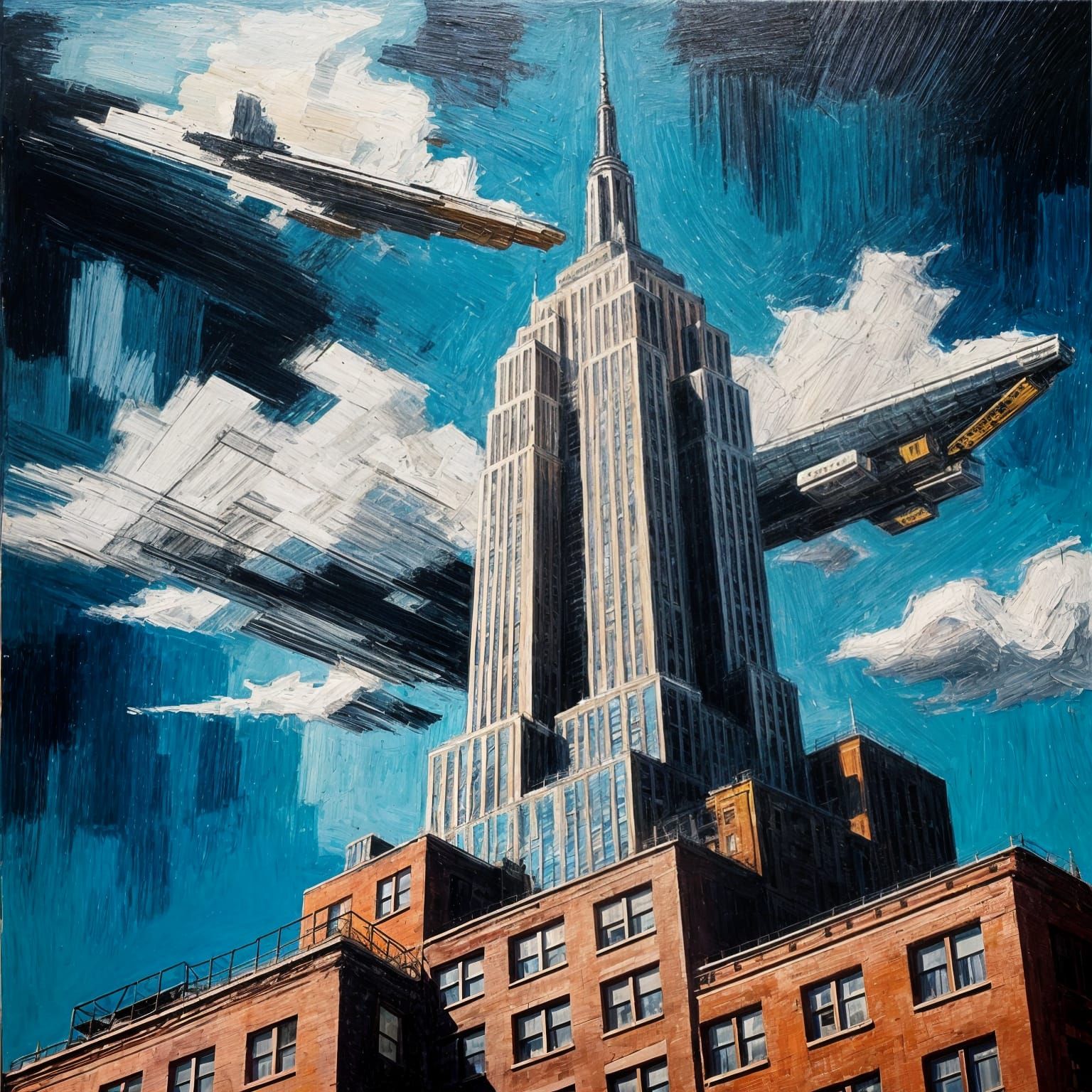 Empire State Building Impasto Oil Painting
