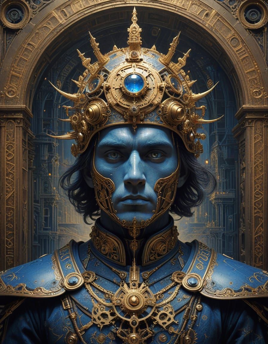 A Renaissance Steampunk Visionary in Metallic Splendor
