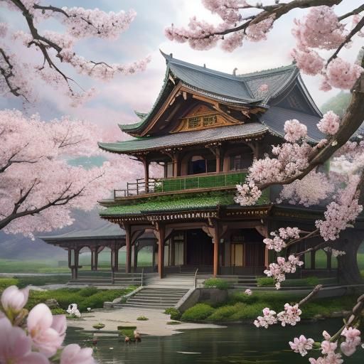 Floral Arrangement with Sakura and Pear Blossoms