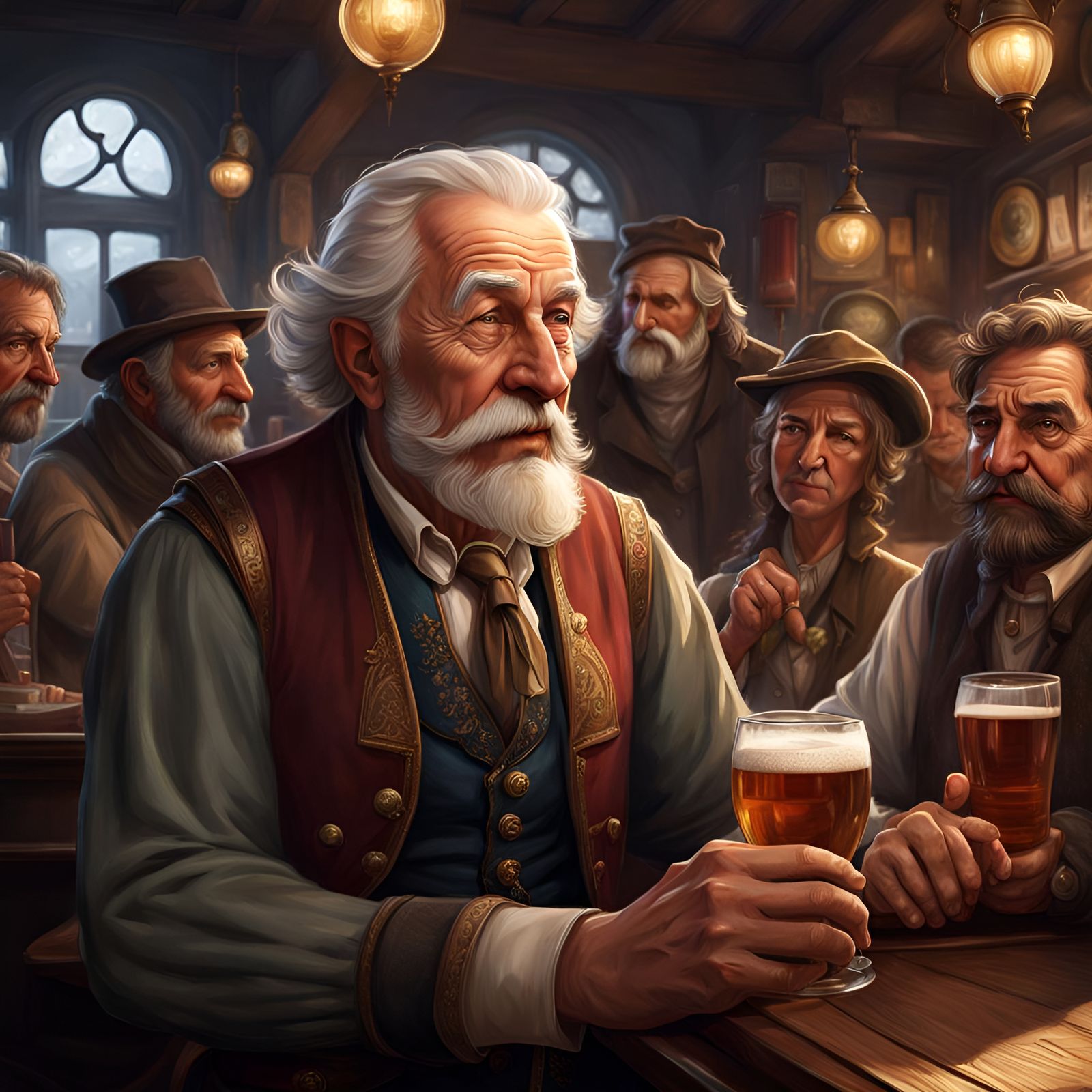 English Pub Scene: Detailed Digital Portrait