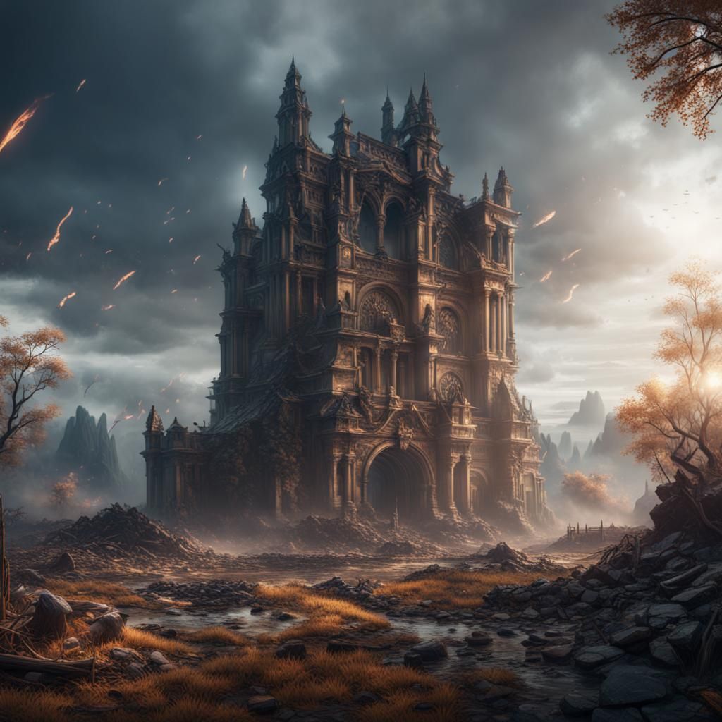 Detailed Battlefield Matte Painting in Deep Color