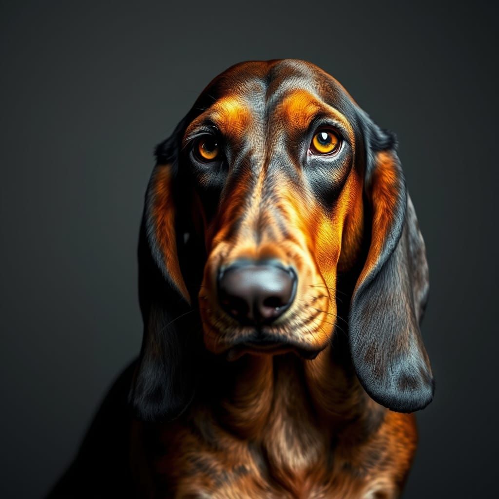 Ultra-Realistic Basset Hound Portrait with Mournful Eyes
