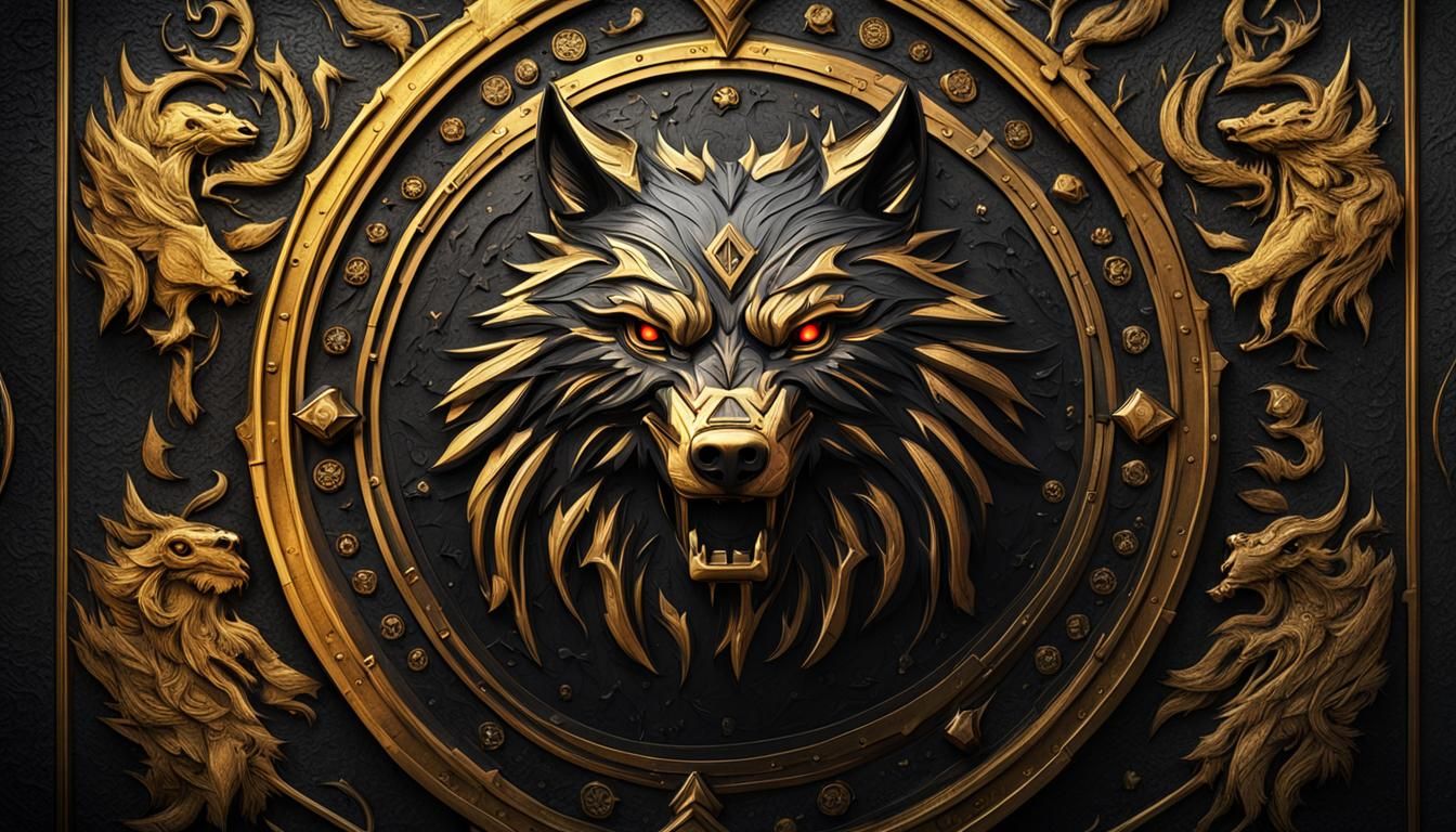The Witcher Wolf Coat of Arms in Gold and Black
