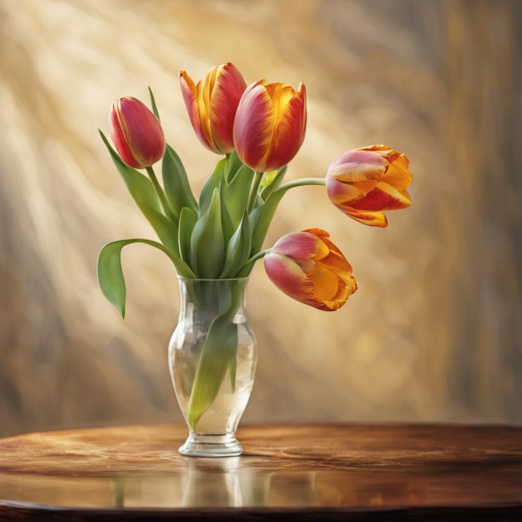Impressionist Tulip Still Life in Earthy Tones
