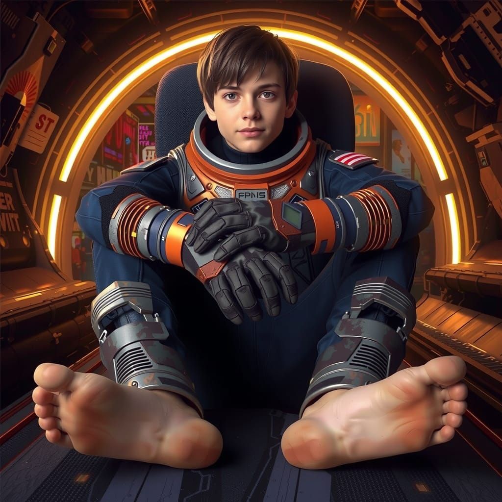 Futuristic Man in Cityscape, in Dystopian Style