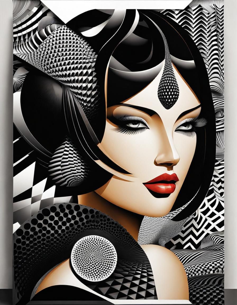 Abstract Optical Illusion in Black and White