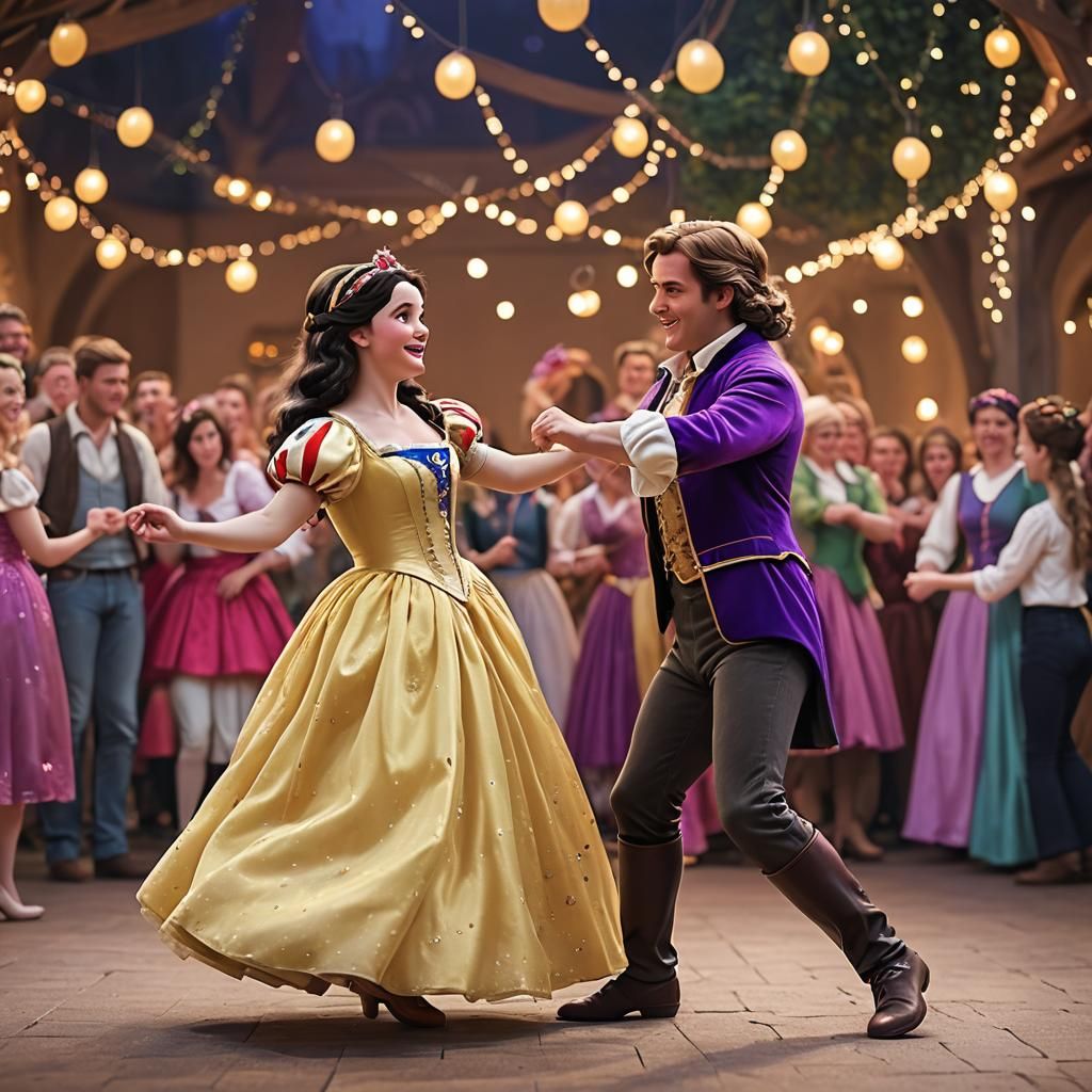Snow White dancing at a ball