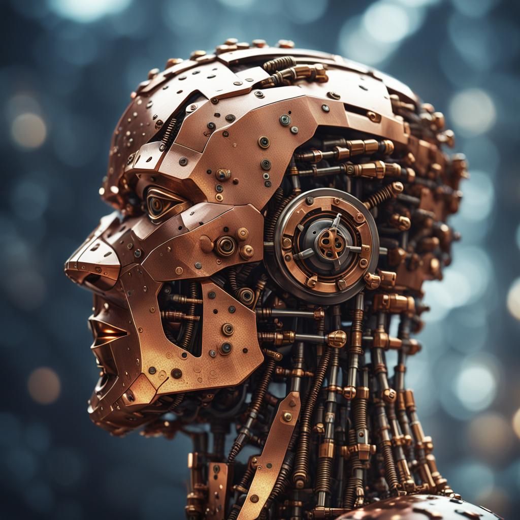 Cyborg Robot Man: Polished Metal in Cinematic Style