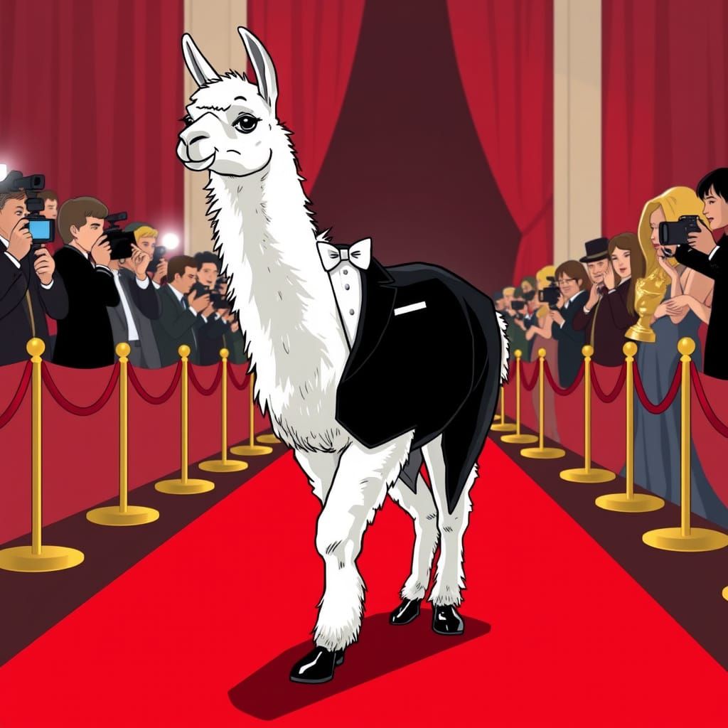 Llama Steals the Show on Red Carpet at Oscars