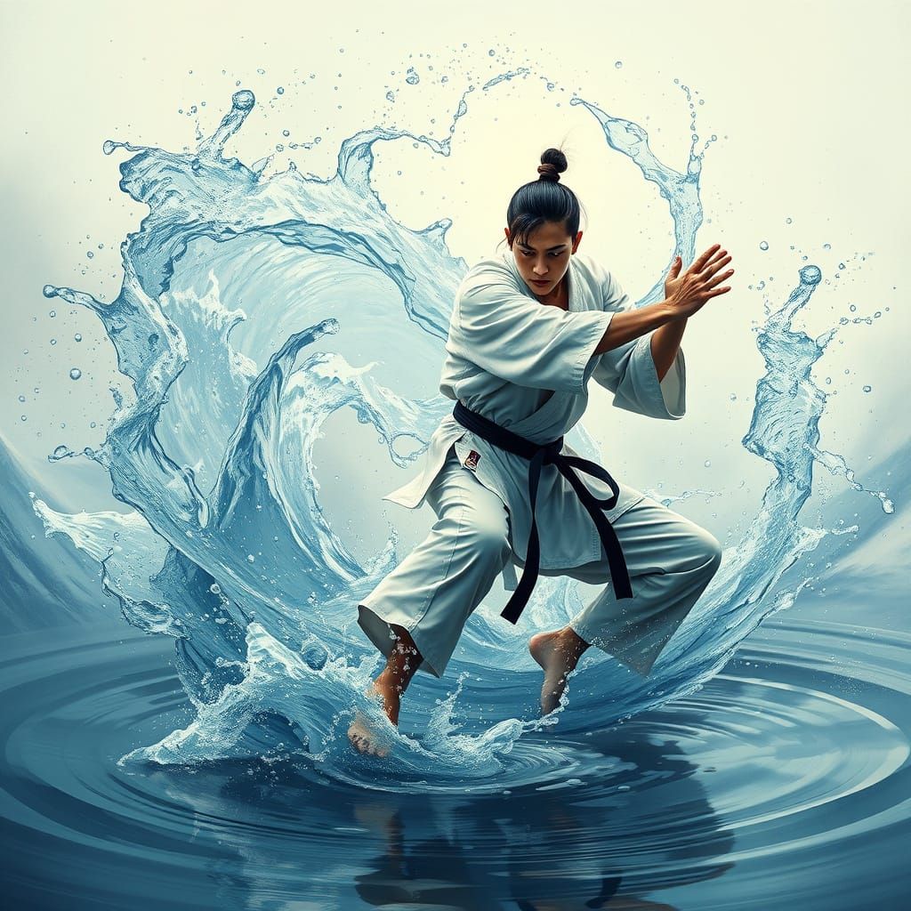 Fluid Martial Artist in Digital Painting Style