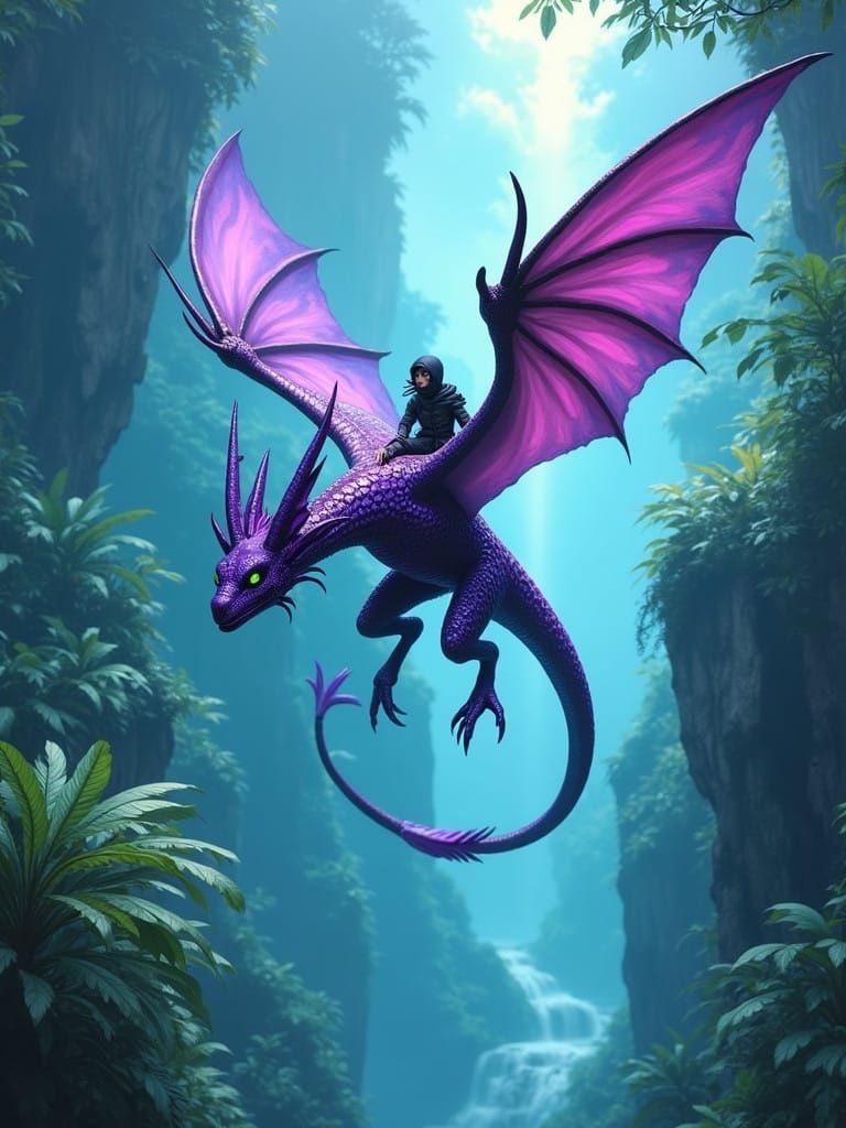 Purple Ikran Banshee in Turquoise Mist, Avatar Jungle