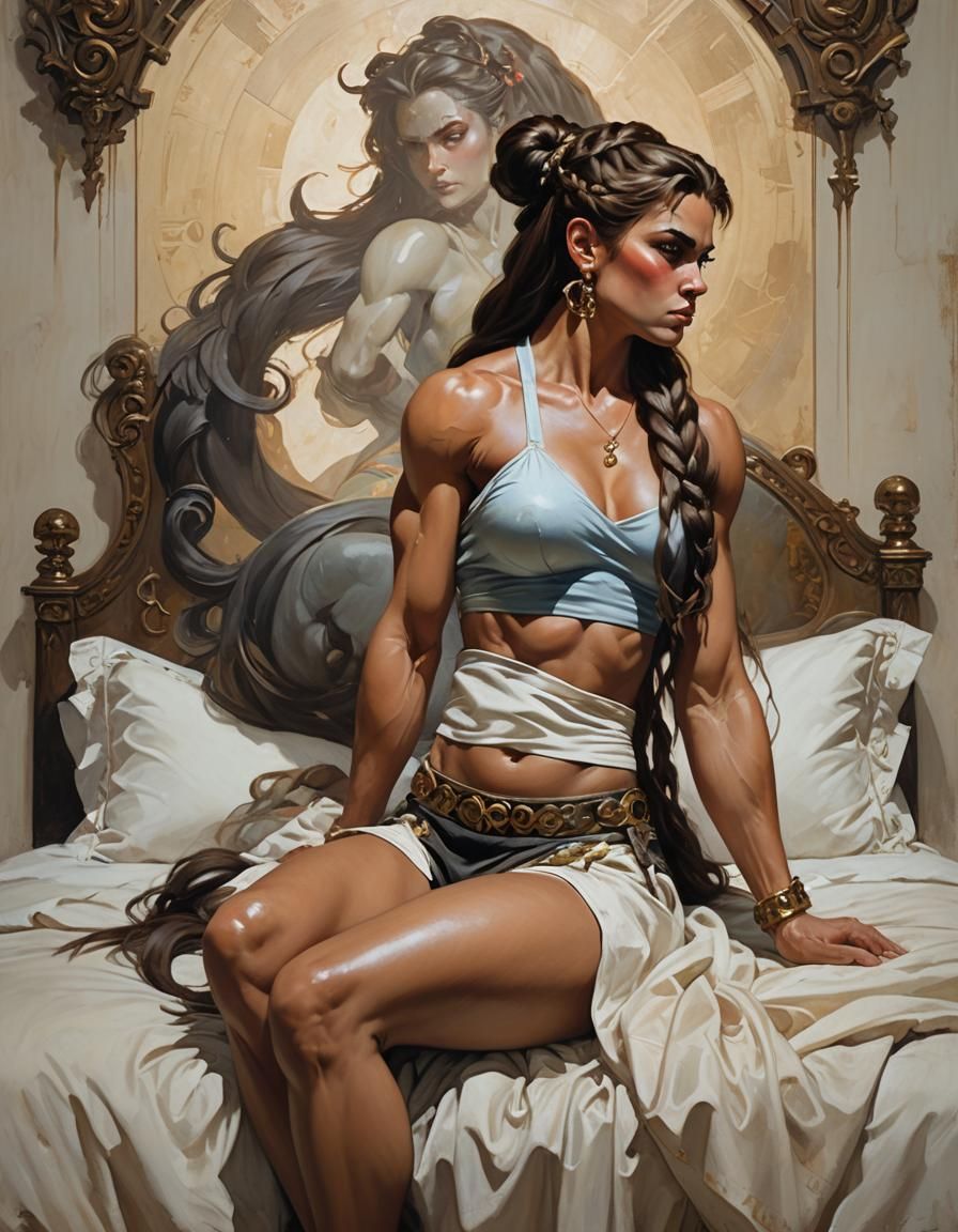 Fantasy Art of Muscular Woman with Braid