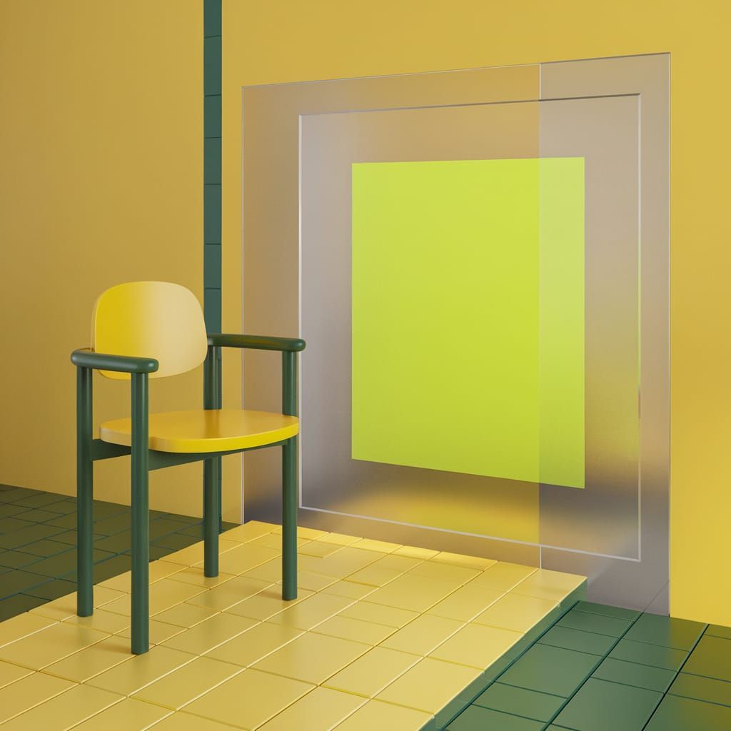 Vibrant Yellow and Green 3D Interior Design
