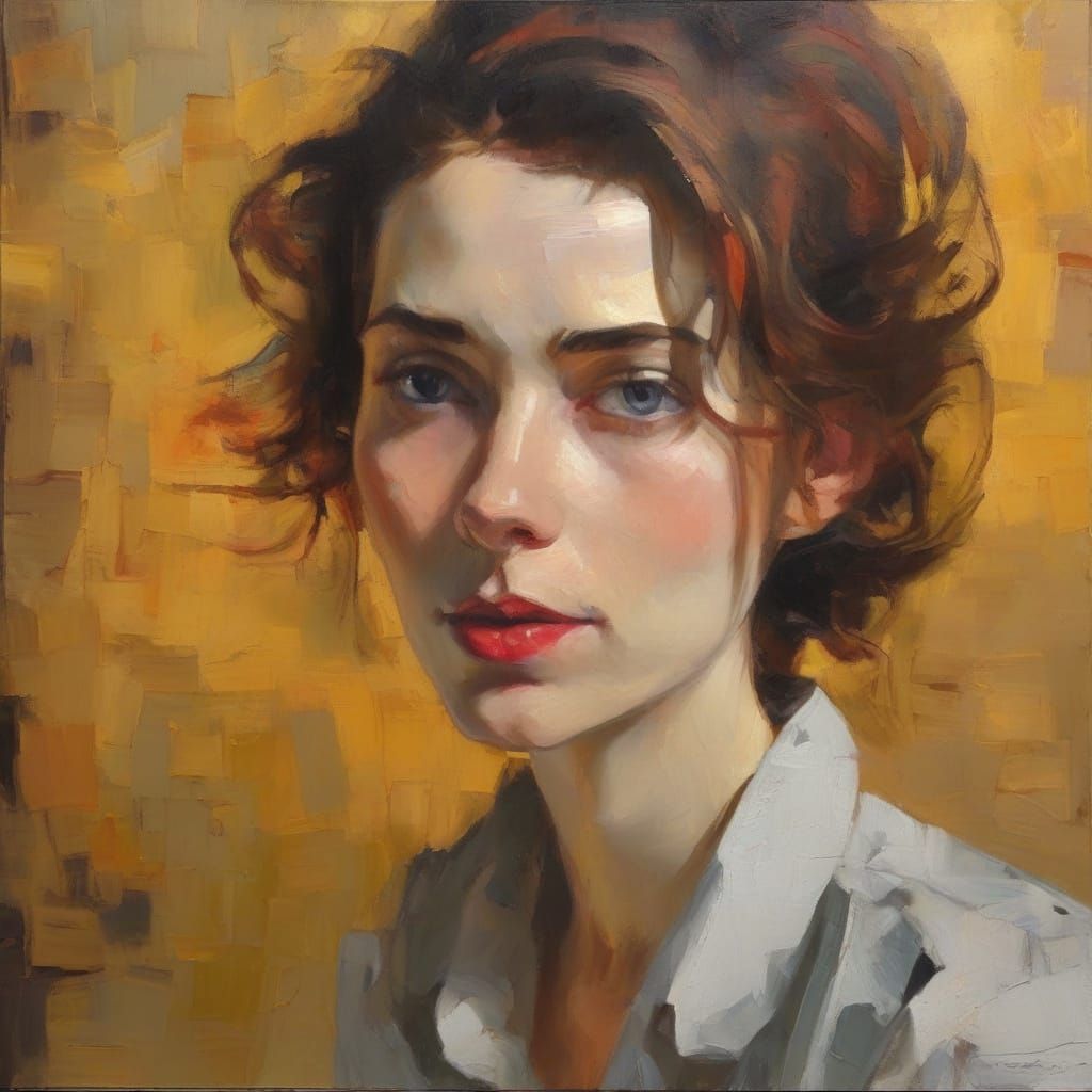 Expressionist Portrait with Distorted Proportions