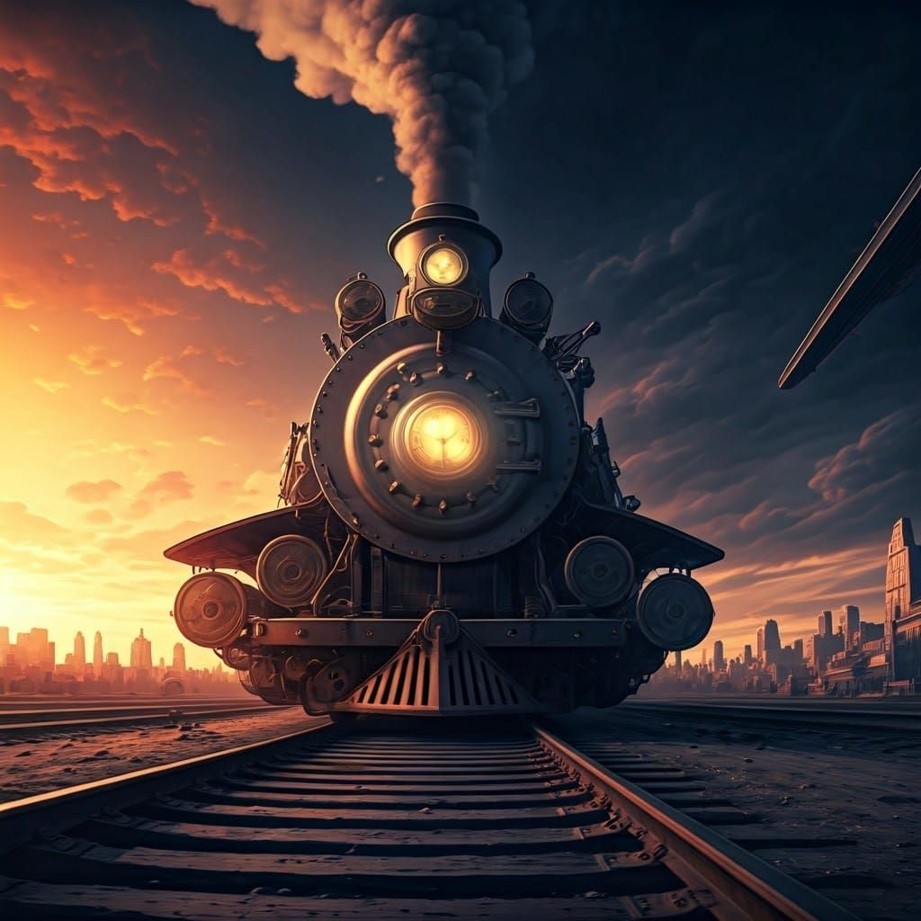 Sunlit Train Journey: Cinematic Digital Matte Painting