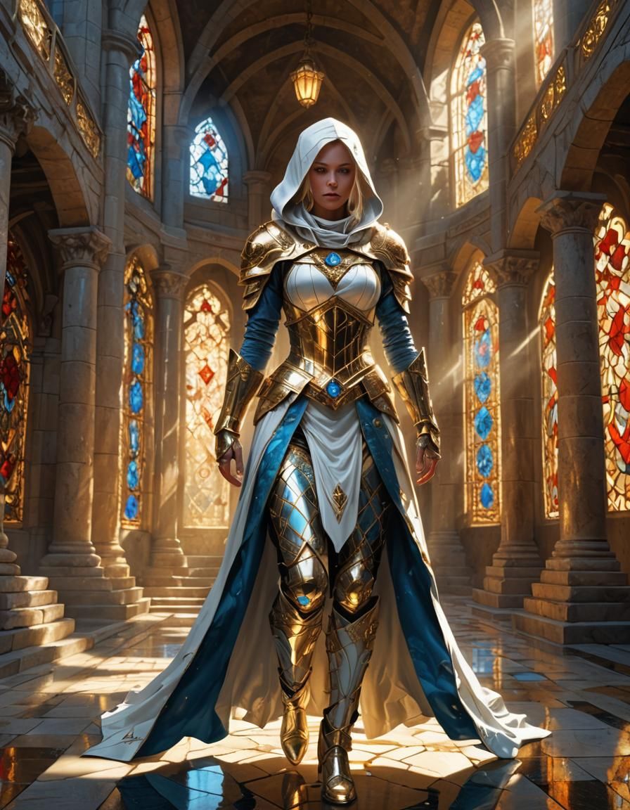 Fantasy Assassin in Baroque-Inspired Temple