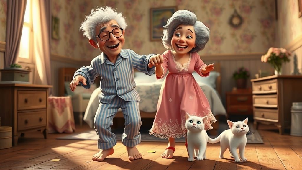 Whimsical Rustic Bedroom Scene in Warm, Nostalgic Ambiance