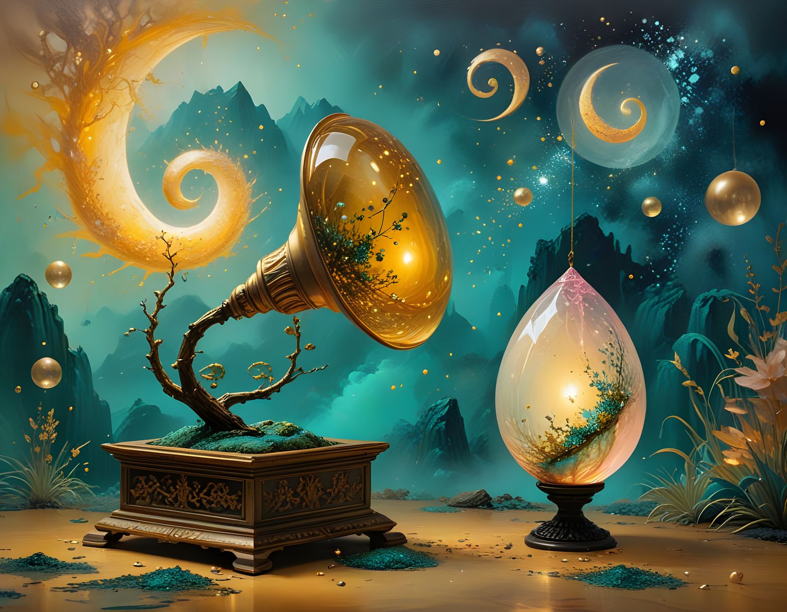 Divine Justice Miracle in Bioluminescent Landscape