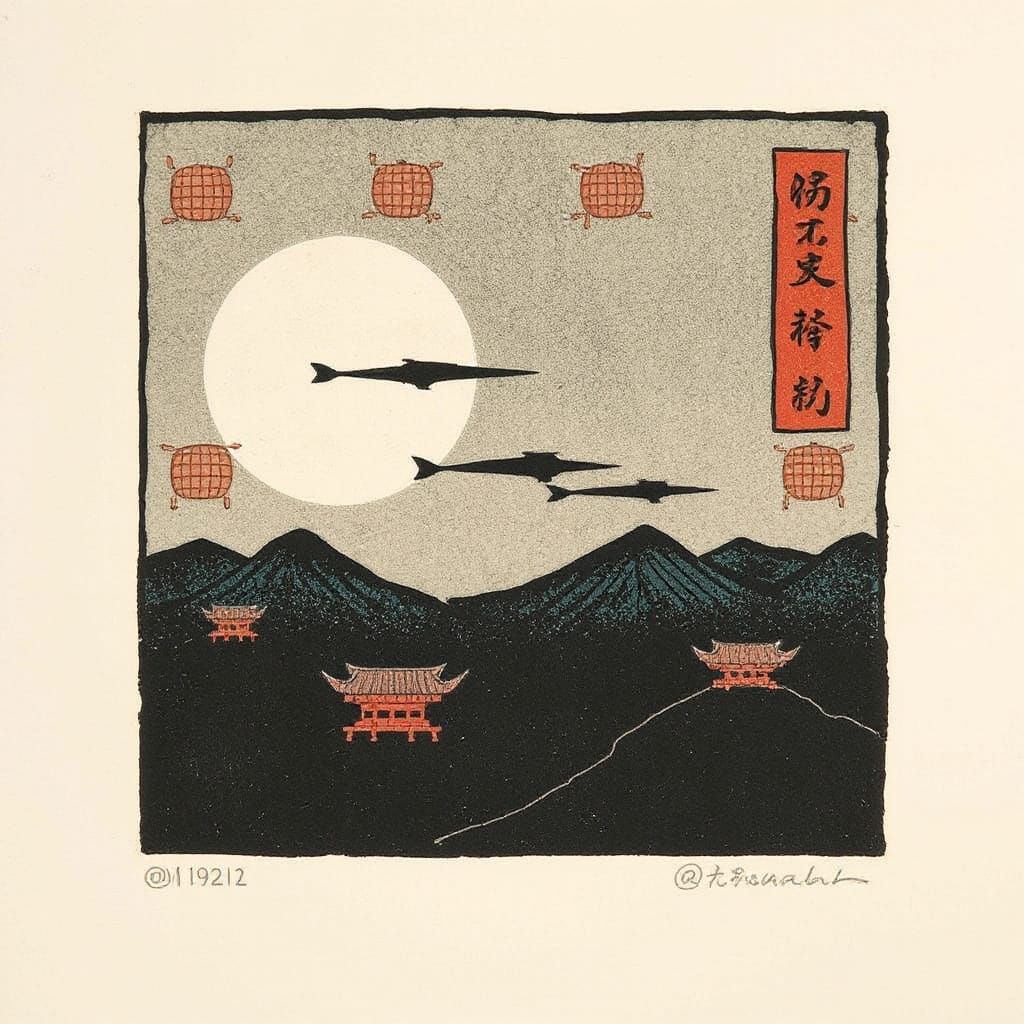 Serene Shin-hanga Style Block Print