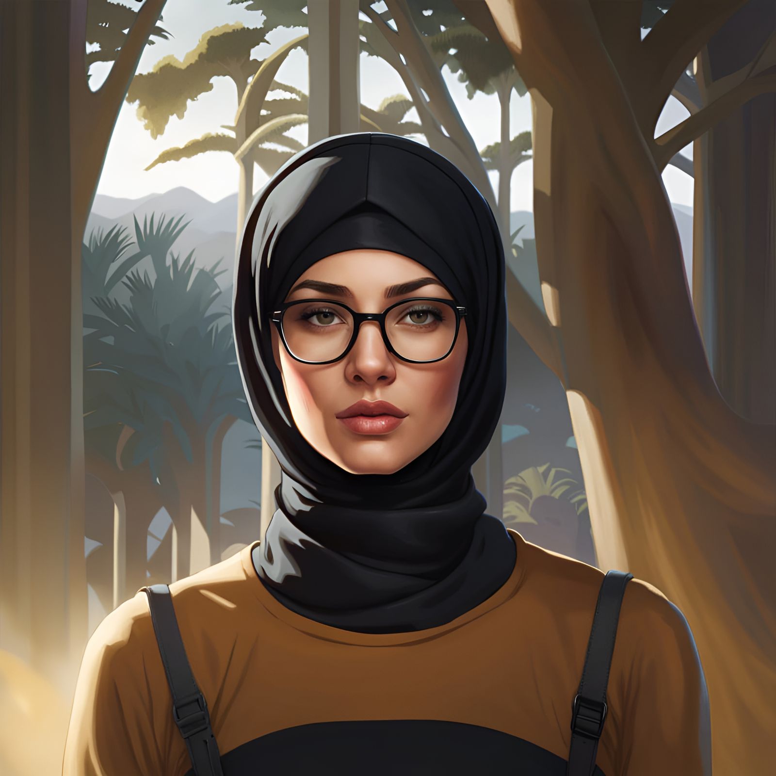 German Student in Hijab: Hyperdetailed Digital Portrait