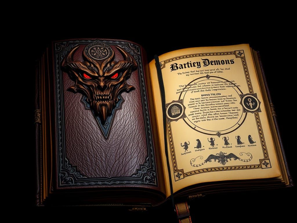 Ancient Grimoire Depicting Demon Banishing Ritual