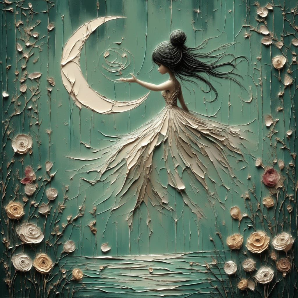 Moonfairy on Soap Bubble Over Pond