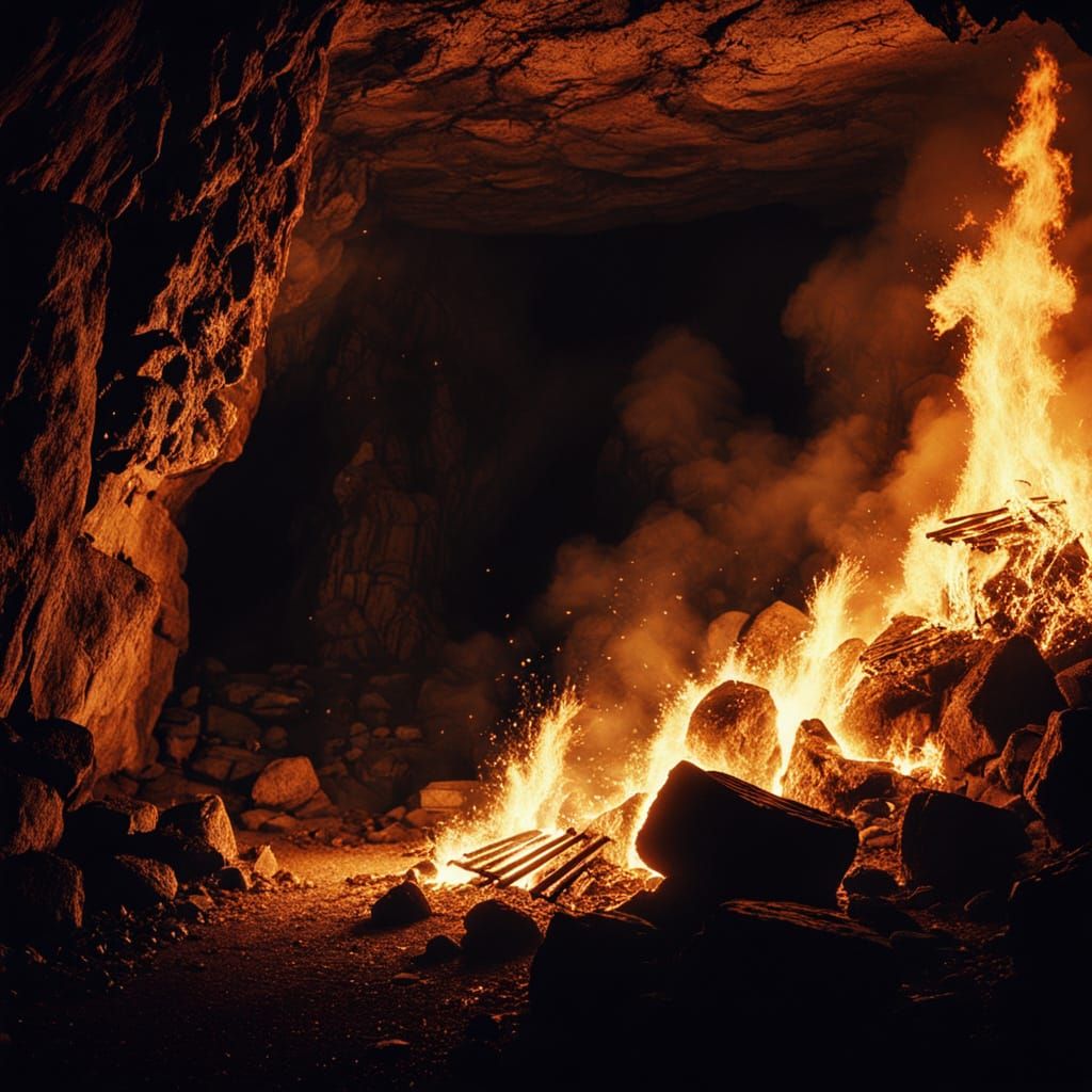 Epic Cave Inferno in Film Noir Style
