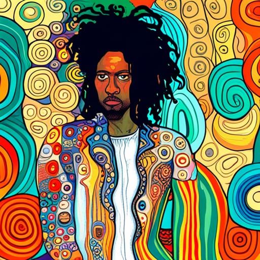 Psychedelic Hip Hop Portrait in Klimt Style