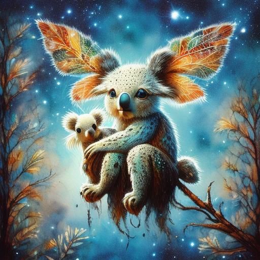 Fairy and Koala in Aboriginal Dot Art