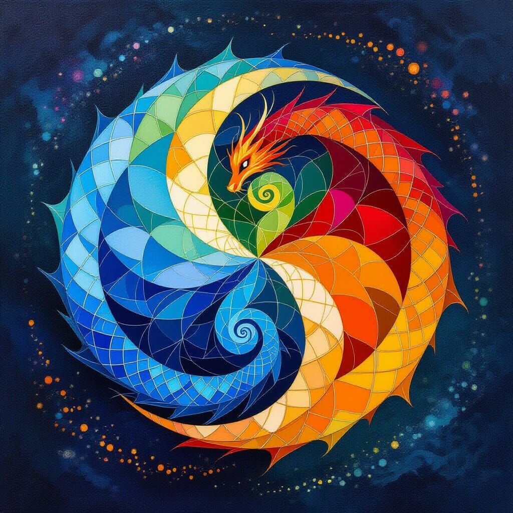 Interwoven Dragon Taijitu Healing Art