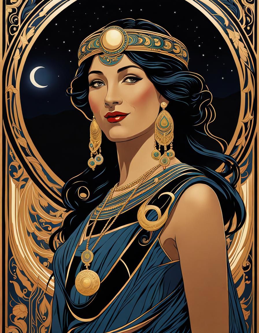 Art Nouveau Poster of Smiling Goddess Hekate
