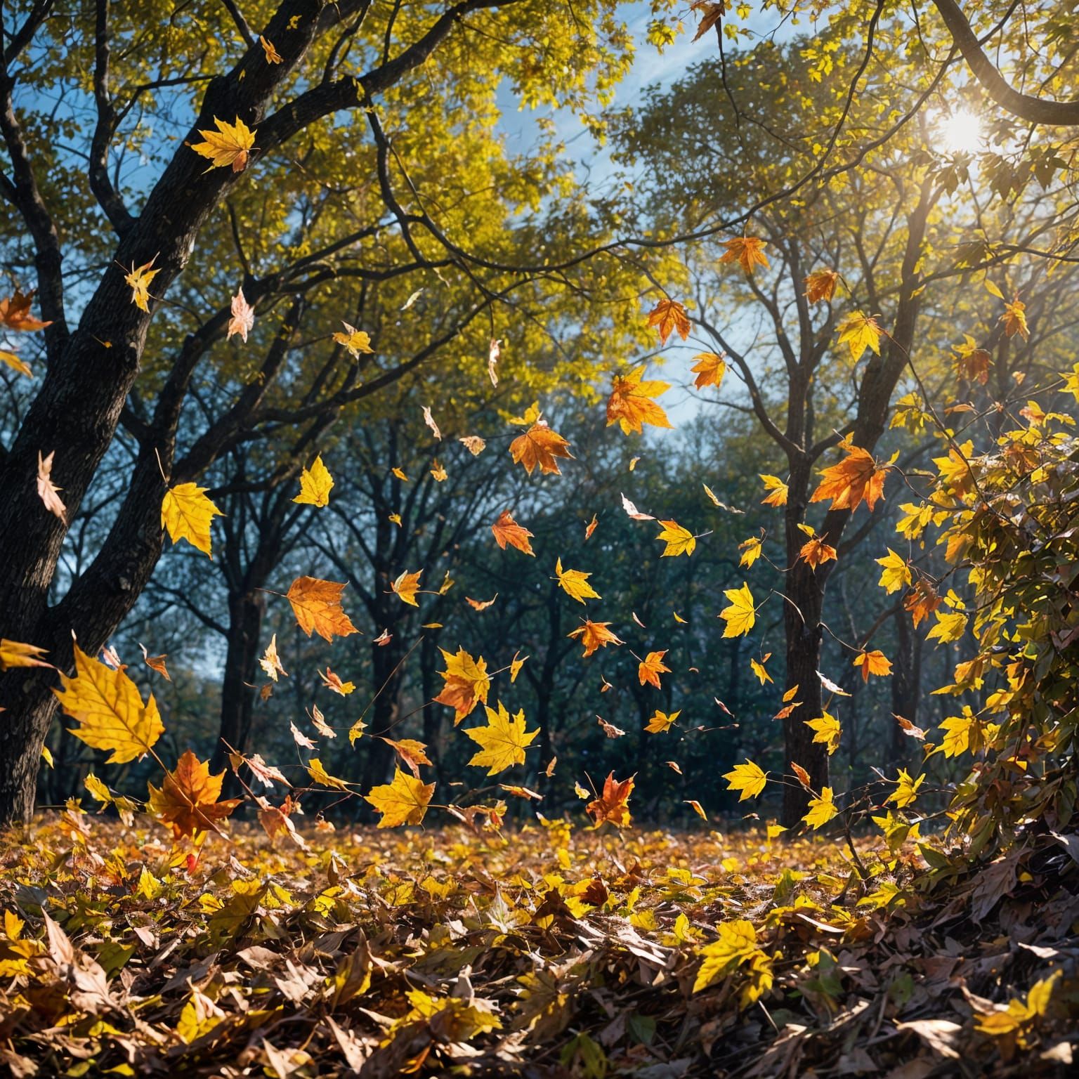 Autumn Leaves Vortex in Dramatic Wind