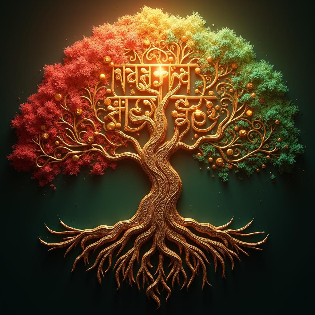 Ornate Tree of Life Logo for Bharat Roots YouTube