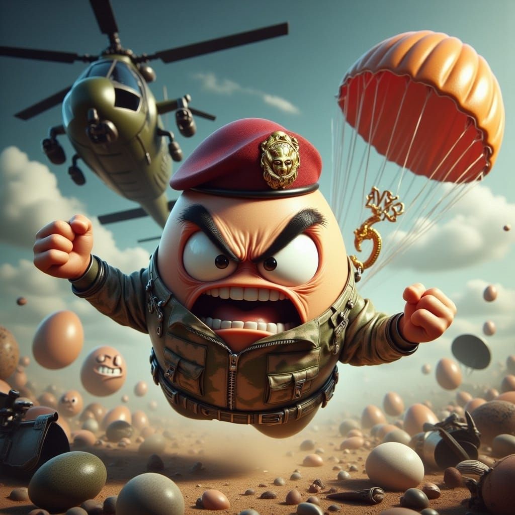 Egg Paratrooper in Action