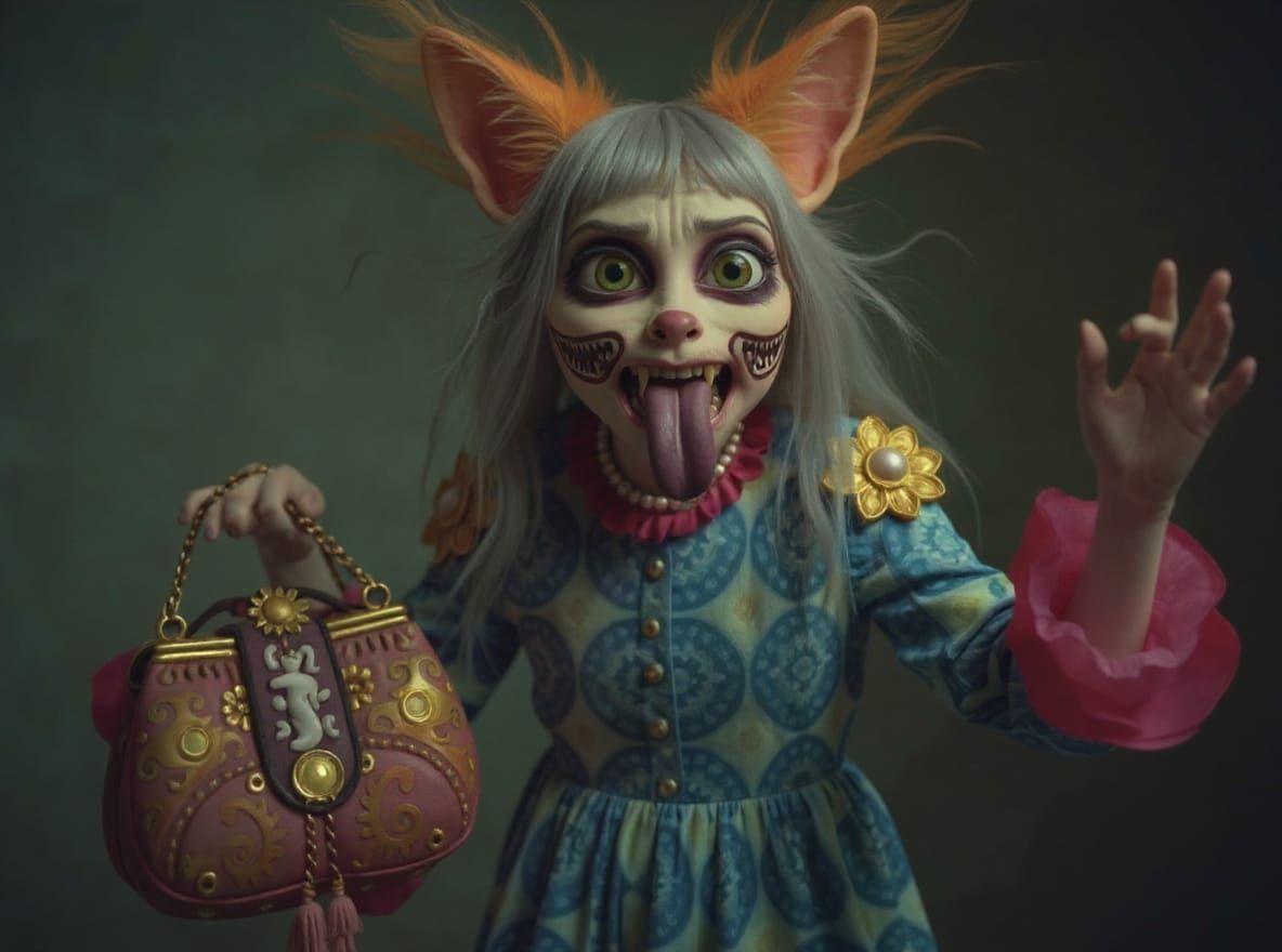 Surreal Cursed Being With Magic Bag, Analog Lomography Style