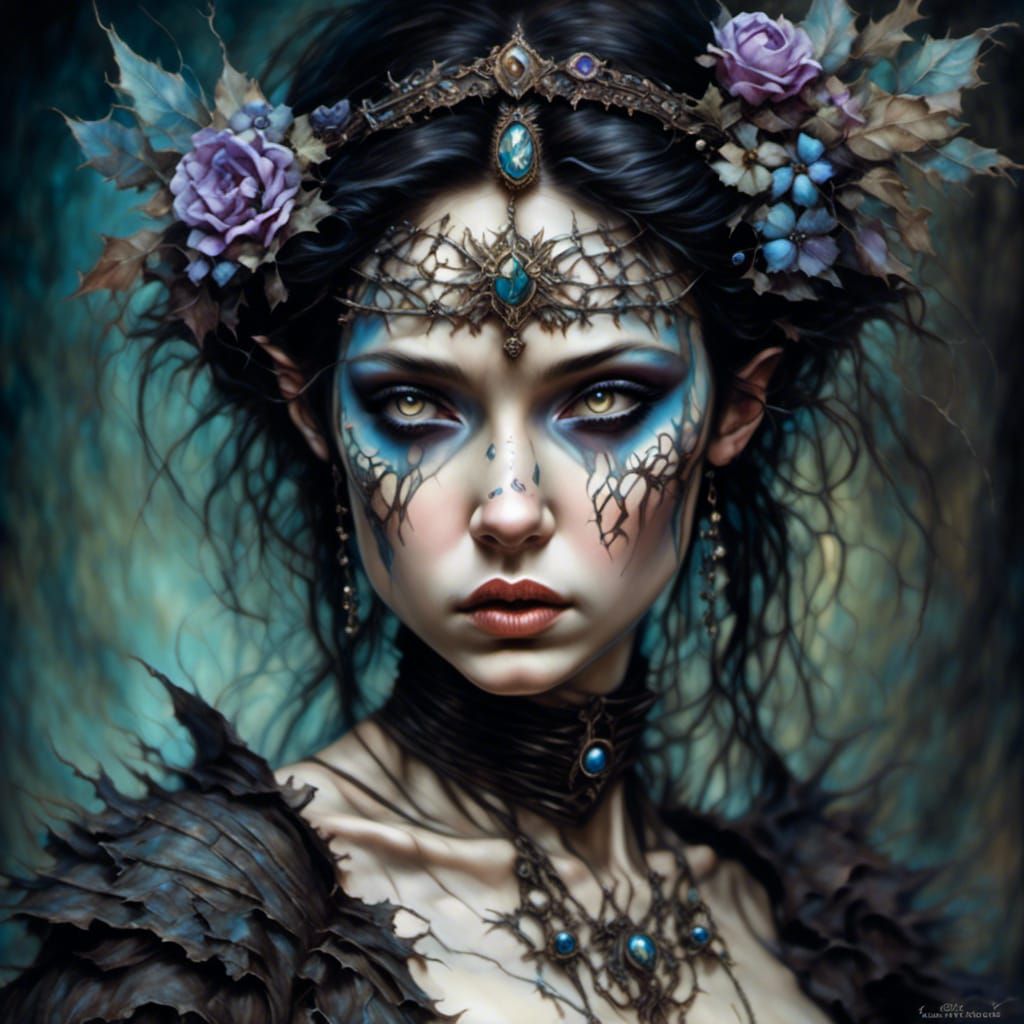 Gothic Darkling Woman in Digital Airbrush Style