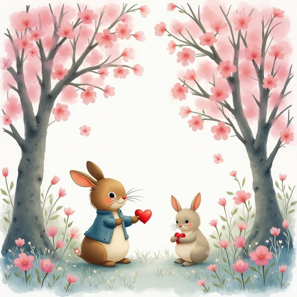 Frosty Garden Blooms in Whimsical Watercolor Style