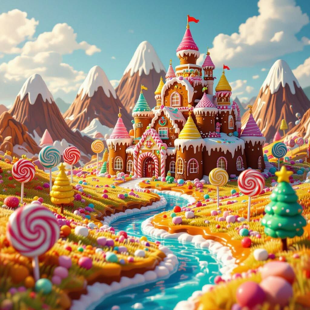 Candy Kingdom: Hyper-Colorful Pixar-esque 3D Landscape