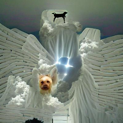 Dog Angel in Heavenly Light