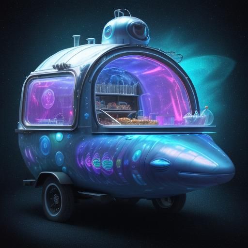 Cosmic Alien Submarine Food Truck Illustration