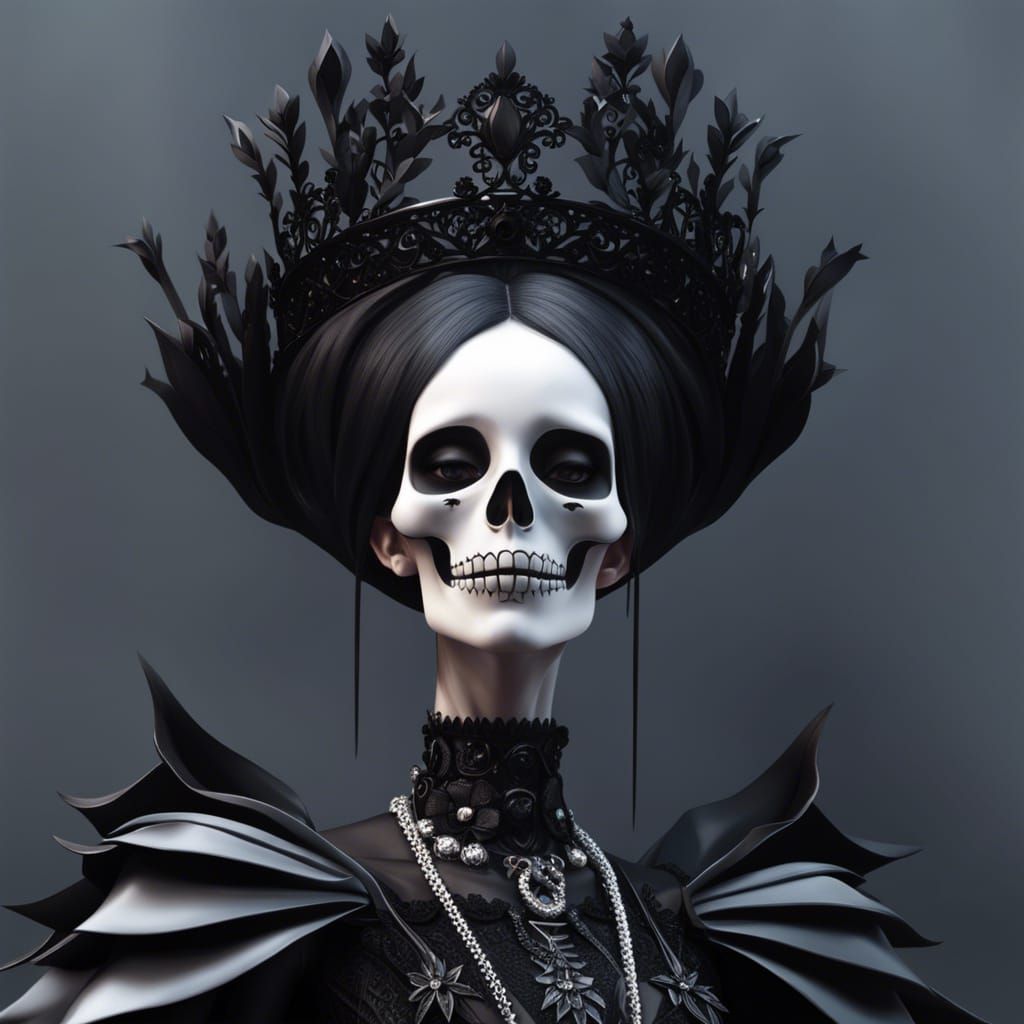 Gothic Skeleton Lady in Anime Style