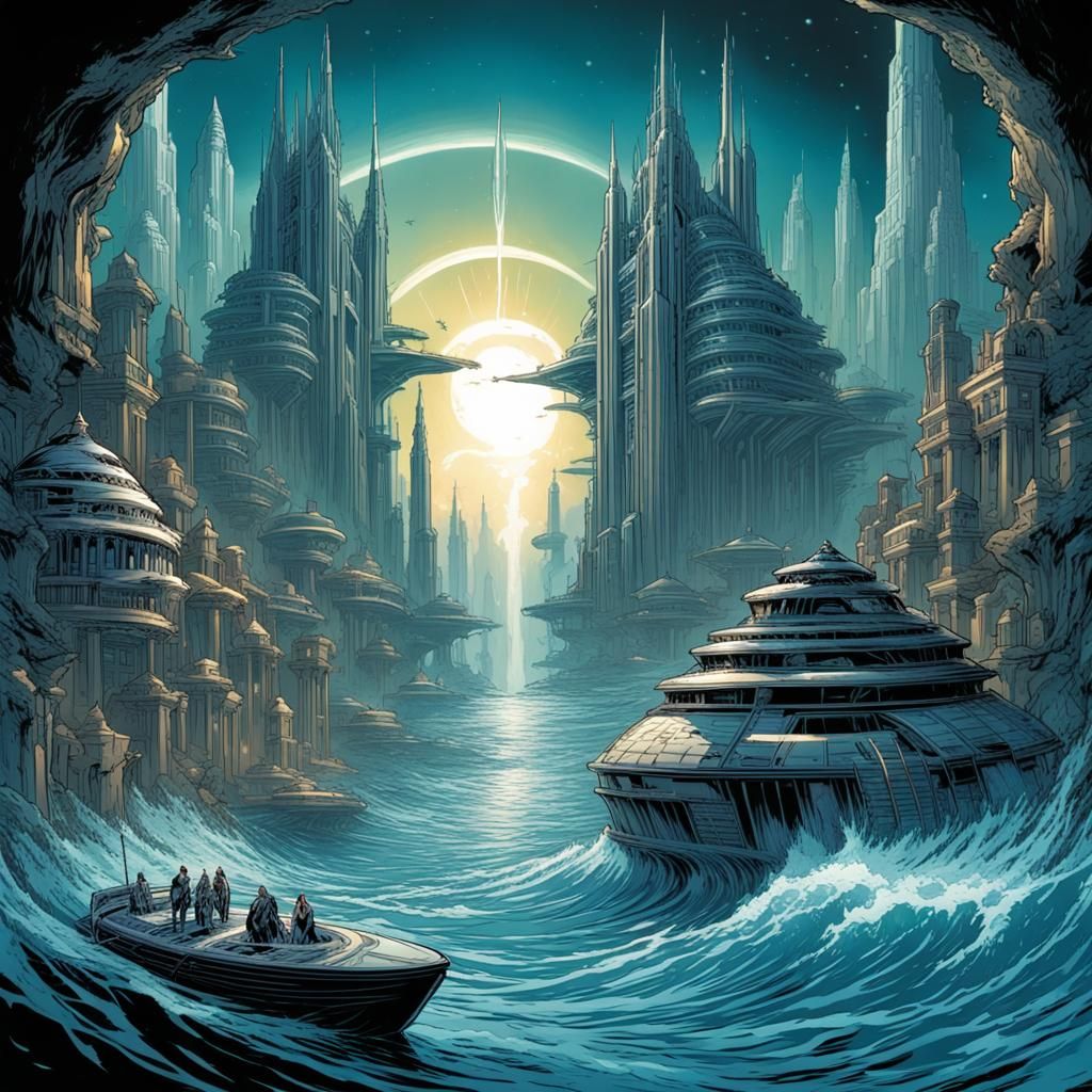 Futuristic Atlantis in Comic Book Style